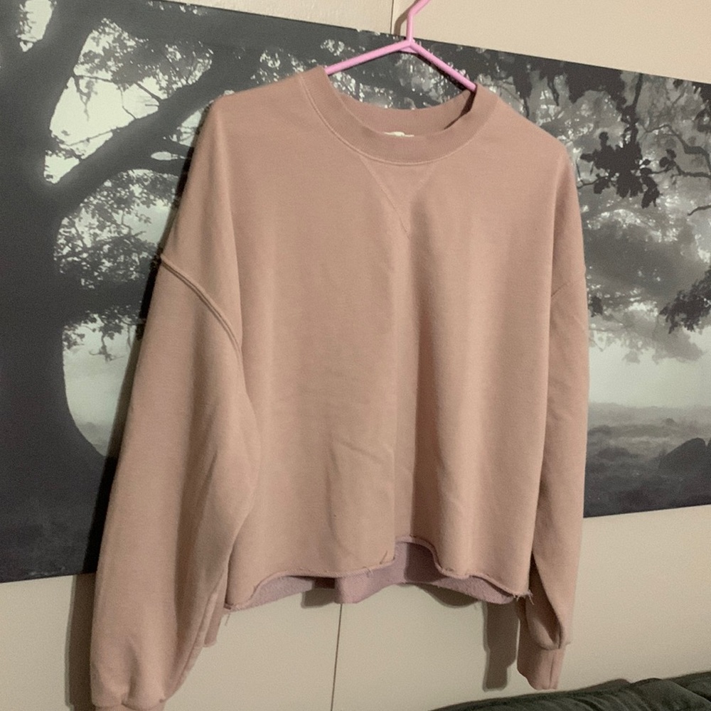 Z Supply reworked crop rose pink sweater L